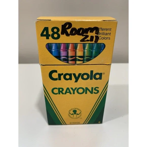 Vintage 1988 Binney & Smith Crayola Crayons 48 Pack Box Dandelion Teal Blue Read - Picture 1 of 8